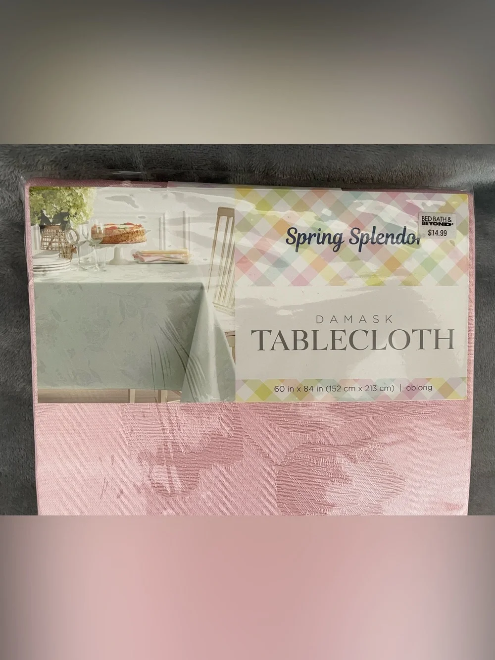 NEW Pink Floral 60x84 Oblong Bed Bath & Beyond Tablecloth Tulip Spring Splendor
